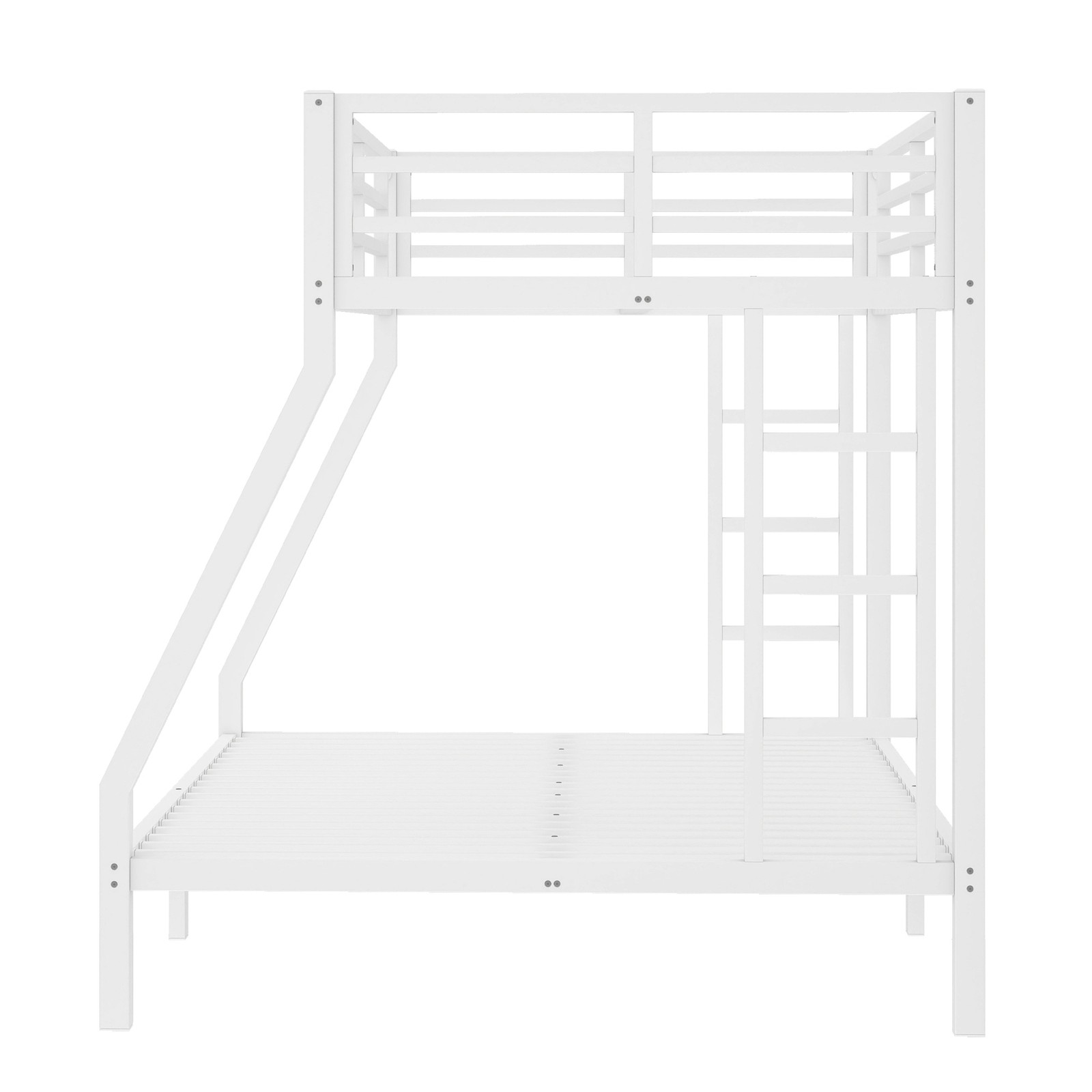 Metal Twin over Full Bunk Bed White Bed Frame for Teens and Adults Bedroom