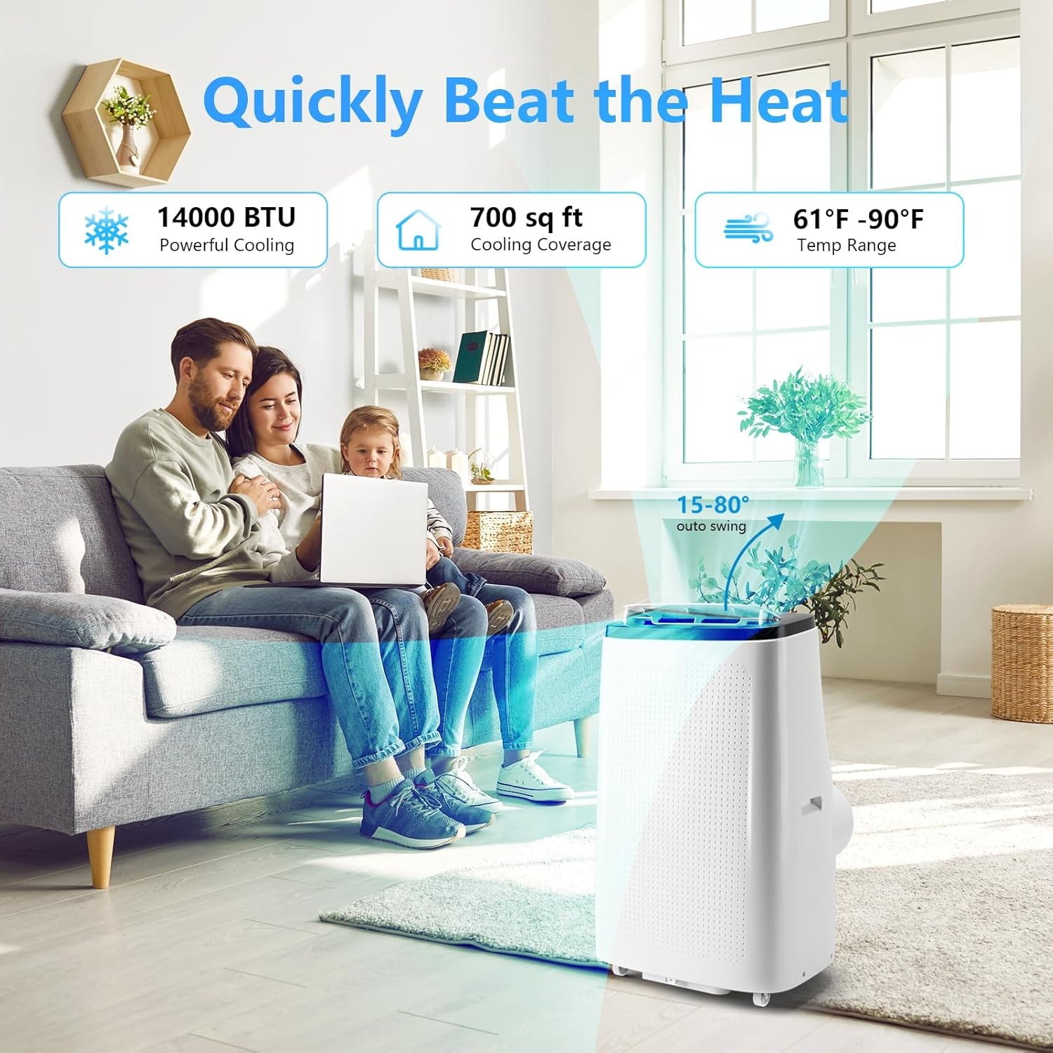 14000 BTU Portable Air Conditioners Portable AC with 3-in-1 Cooling 750 Sq. Ft