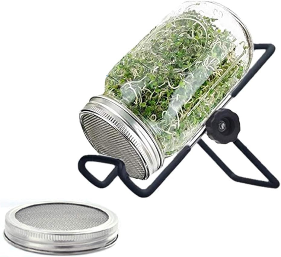 Sprouting Jar Lid 32oz Glass Jars with 4 Pack Stainless Steel Sprouting Stand…