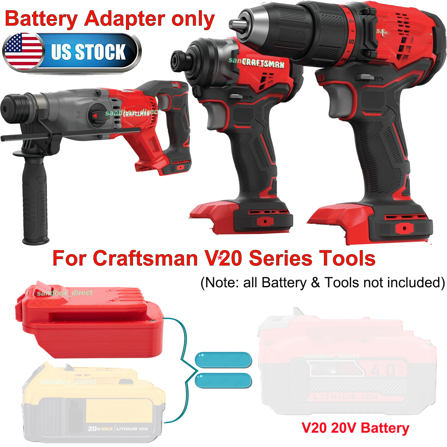 FOR Dewalt 20V Li-Ion Battery To Craftsman V*20 Series Cordless Tools Adapter