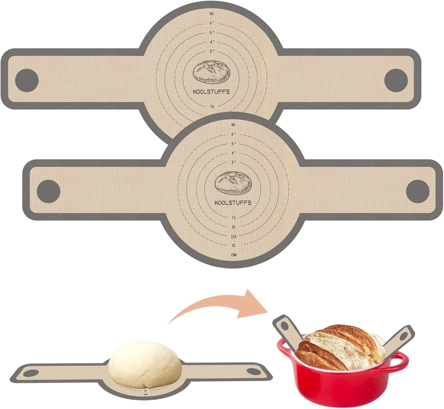 Silicone Bread Sling for Dutch Oven 2 PCS Non-Stick & Easy Clean Reusable Gray