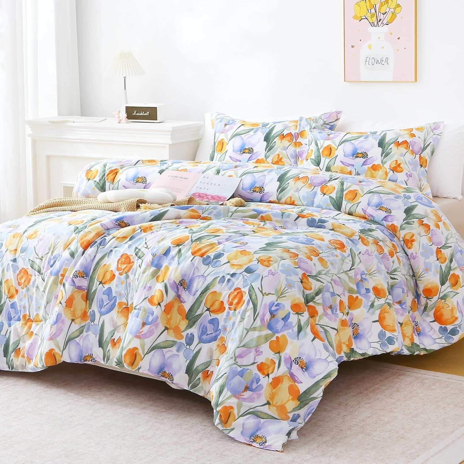 All Seasons Floral Full Size Comforter Set – Cozy Vintage 3-Piece Bedding Set