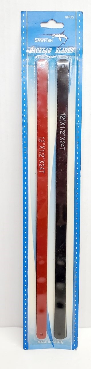 12″ Hacksaw Blades Blue Red Black 6pk Flexible Carbon Steel 24T & 18T Bi – Metal