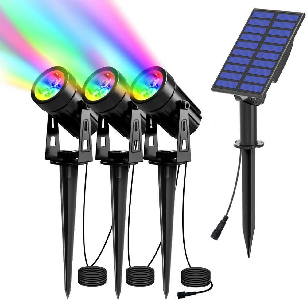 T-SUN 3 IN 1 Solar LED Spotlights RGB Garden Outdoor Security Pathway Lawn Light