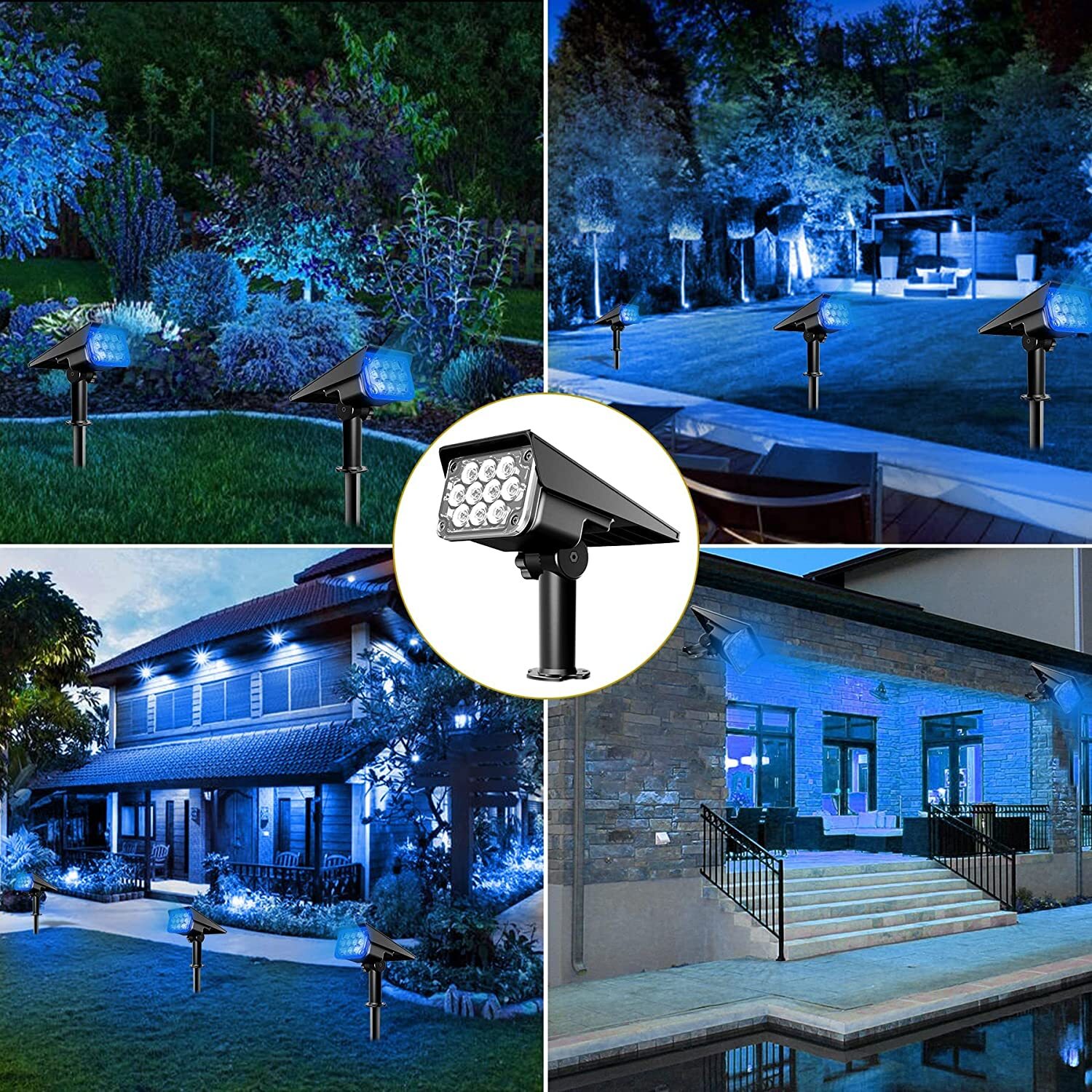 2PCS Solar Garden Lights Outdoor Spotlights LED Landscape Light Path Wall Lights