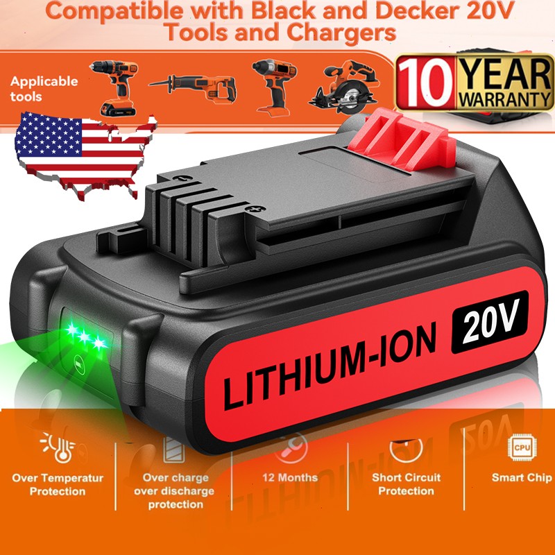 1-2PCS 8.0Ah 20V Battery / Charger FOR Black&Decker 20V MAX Lithium LBXR20-OPE
