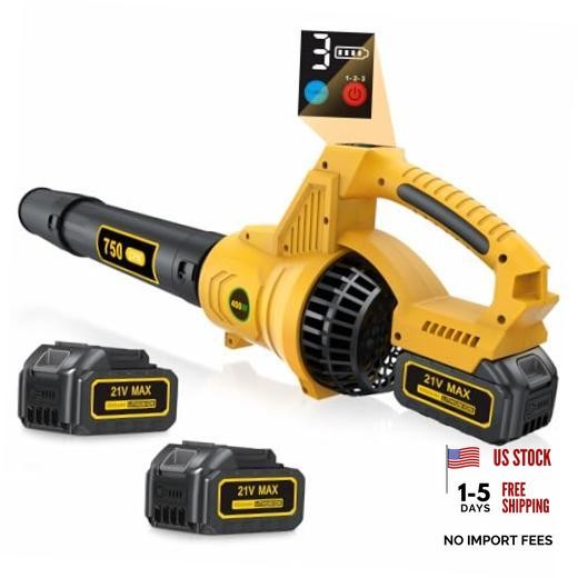 Leaf Blower Cordless, 750 CFM Handheld Leaf Blower with 2 5.5Ah Battery Yellow