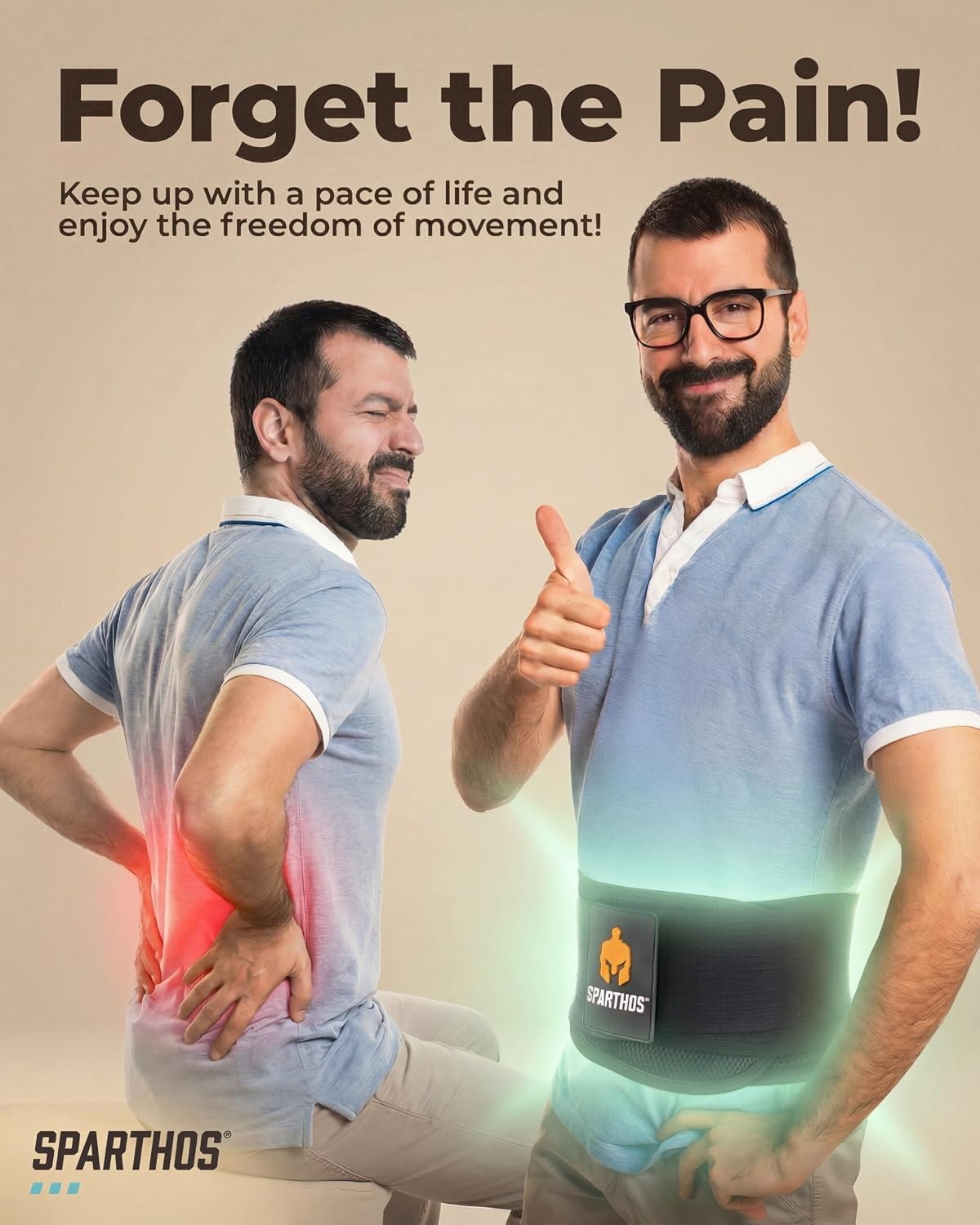 Sparthos Back Brace for Women & Men, Sciatica, Lower Back Pain – Black-S