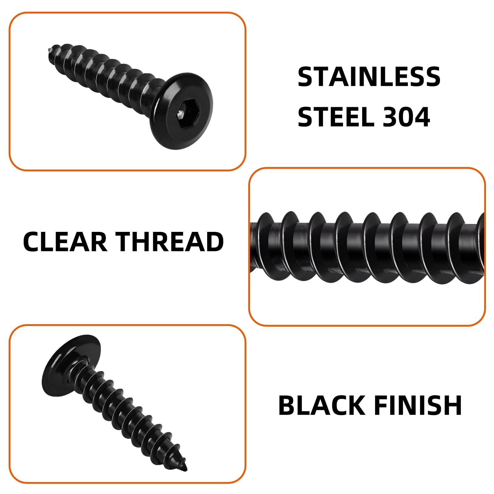 MewuDecor M4 x 12mm Flat Head Socket Cap Self Tapping Screws, 304 Stainless S…
