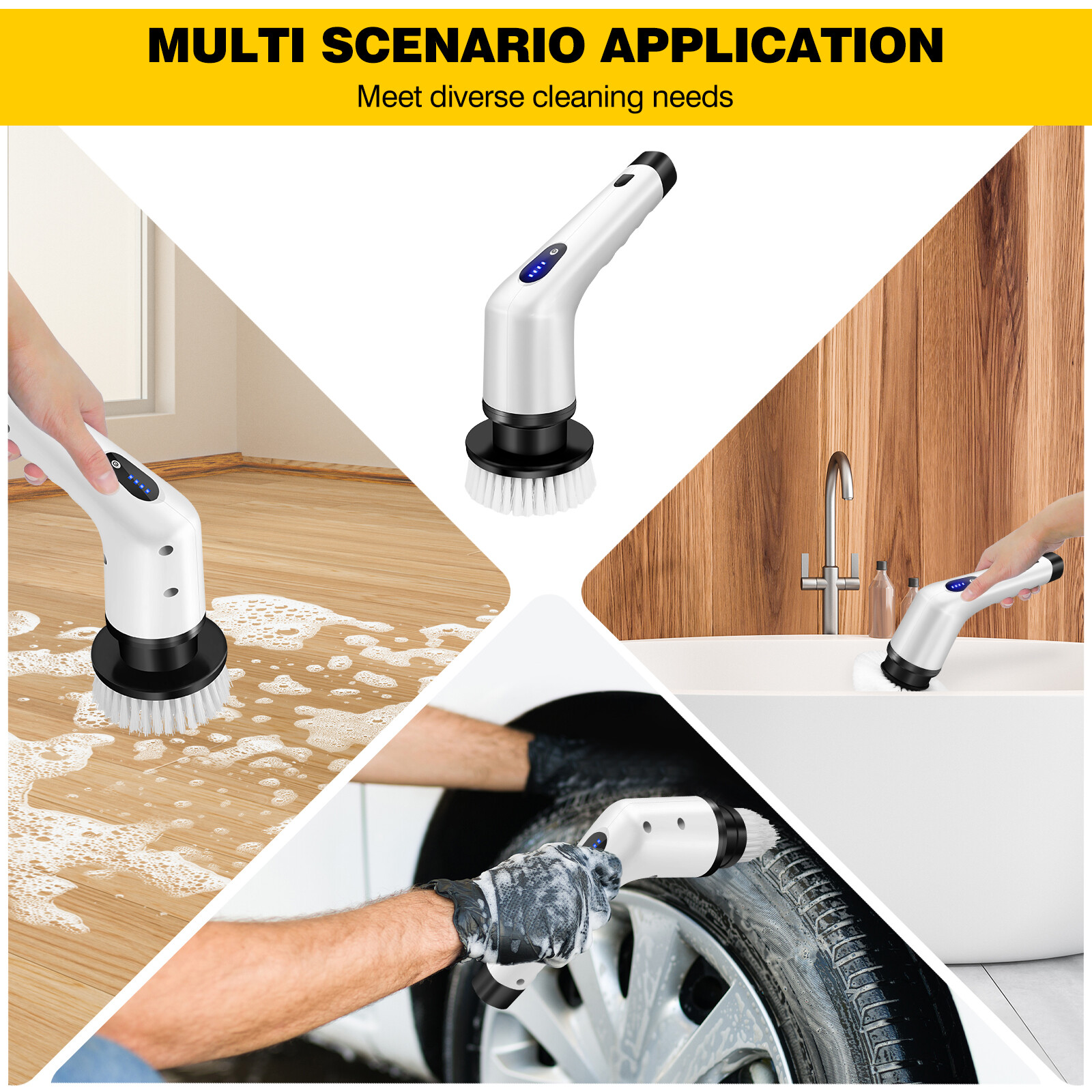 1500mAh Electric Spin Scrubber Cordless Bathtub Power Scrubber Cleaning Brush