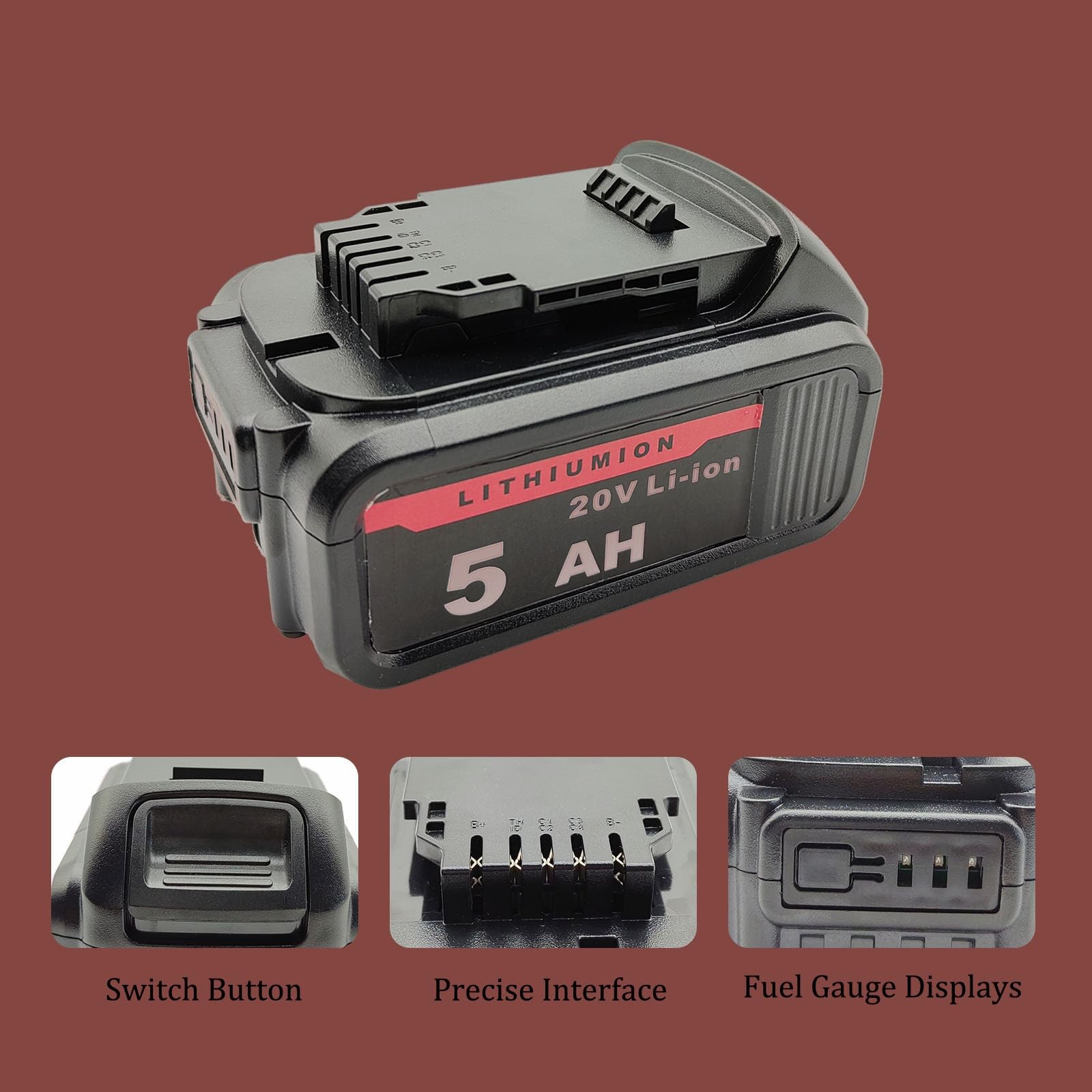 20V 5Ah Battery for Dewalt 20V MAX XR Battery, Used with DeWalt Cordless Powe…