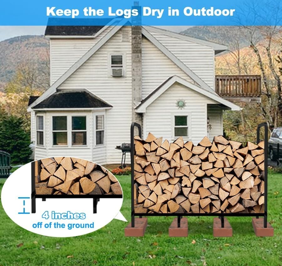 Compact Heavy-Duty Firewood Holder with Elevated Design – Perfect for Indoors