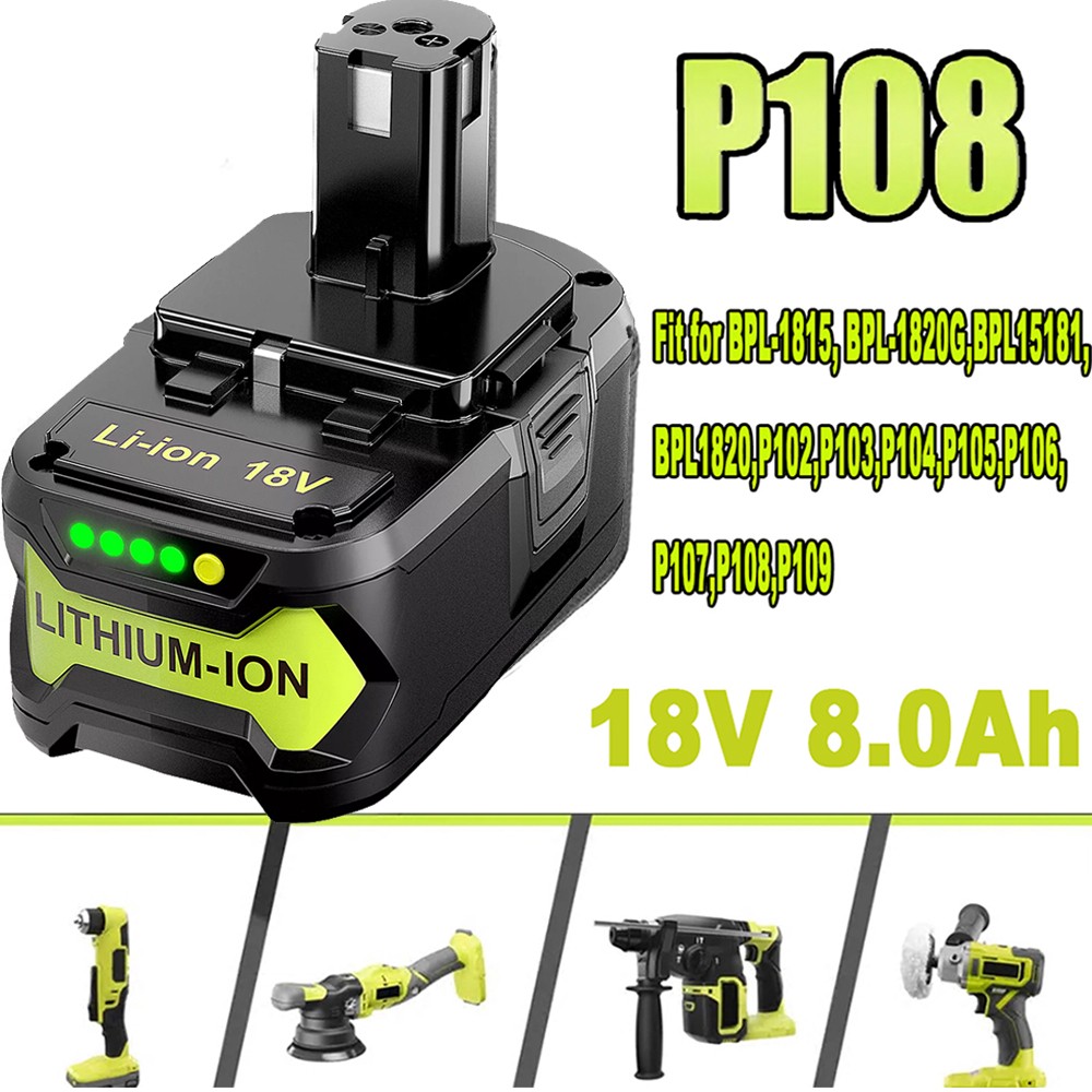 2PACK For RYOBI 18V 8Ah P108 High Capacity Battery 18 Volt Lithium-Ion One Plus