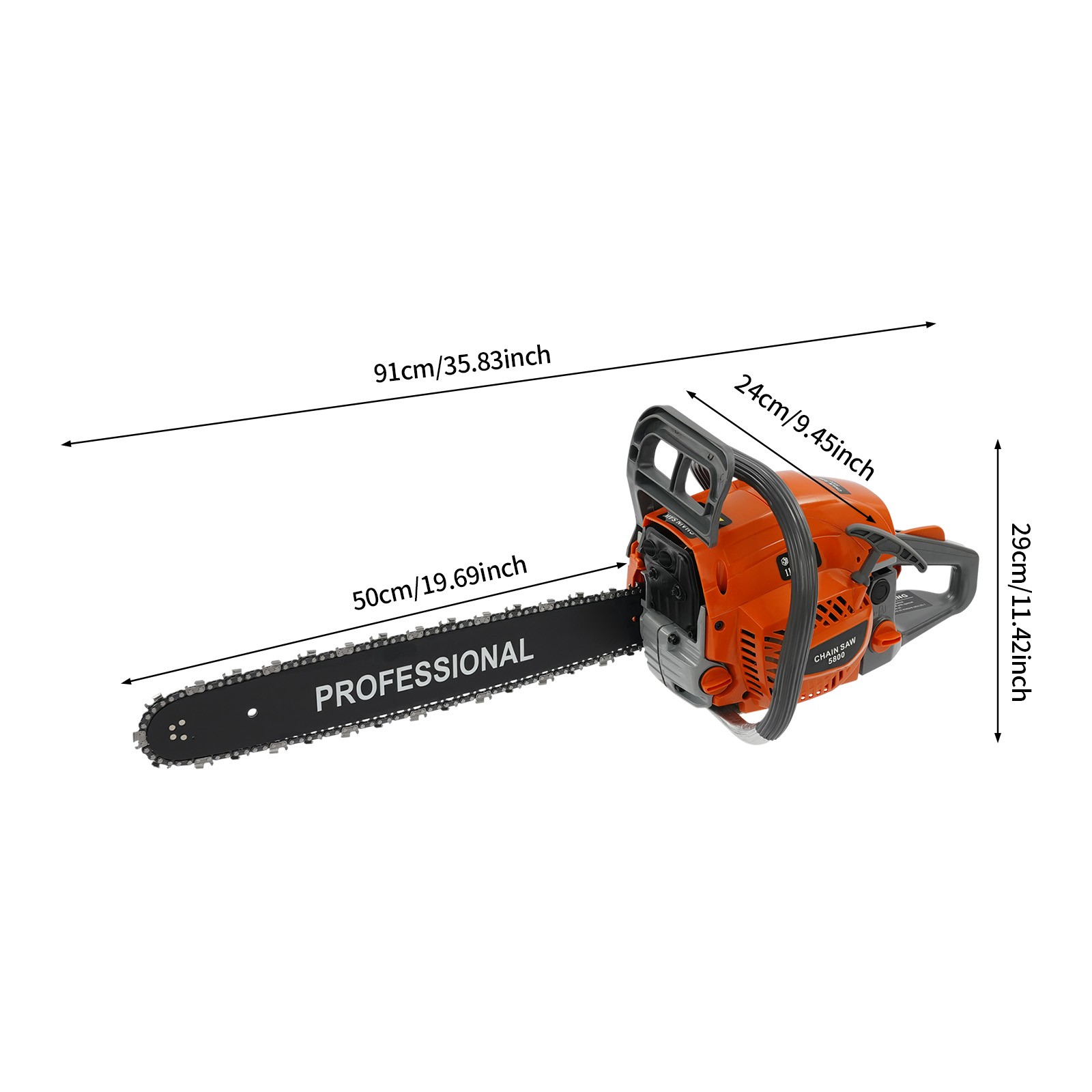 58CC 20″ Gasoline Chainsaw Powered Wood Cutting Engine 2-Stroke Gas Chain Saw