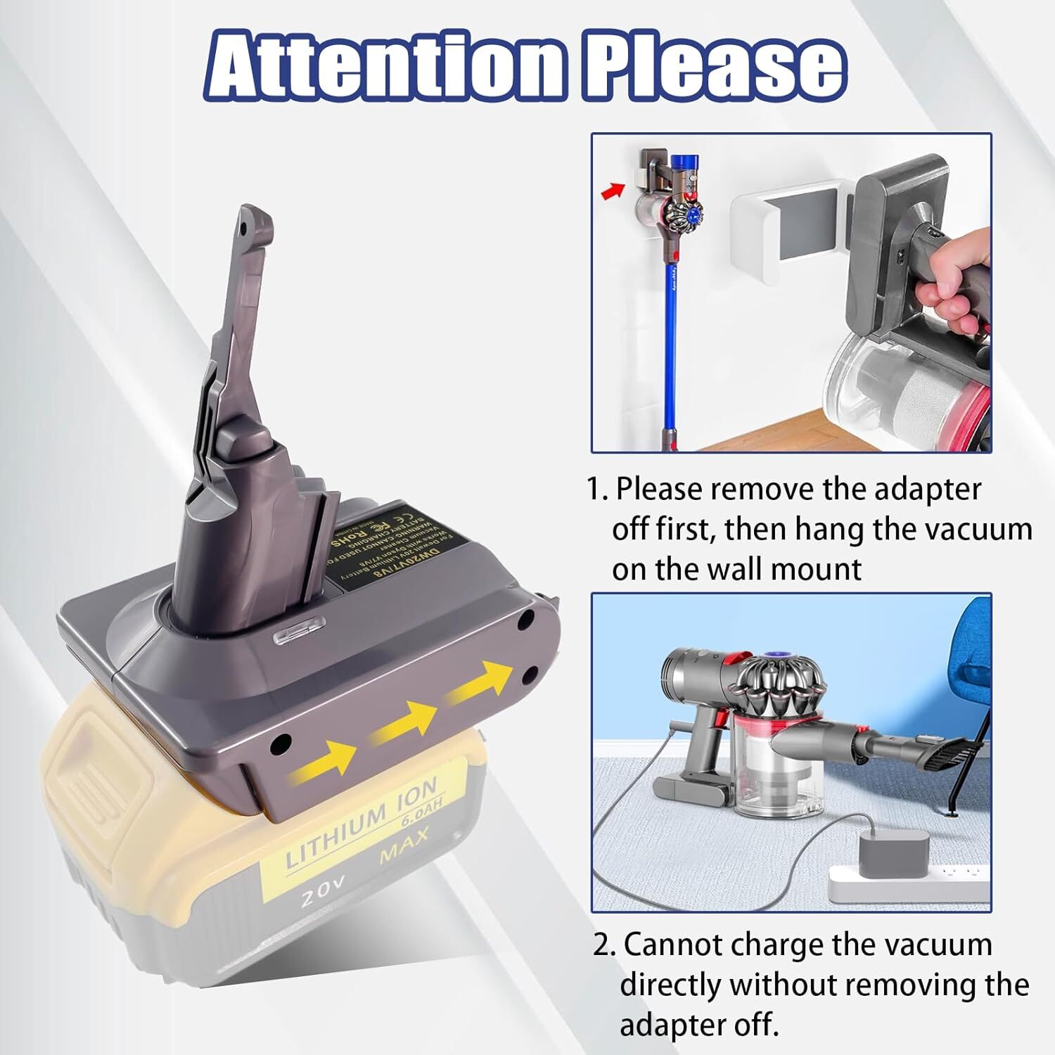 V7 V8 Battery Adapter for Dewalt 20V Battery Convert To For Dyson Vacuum Cleaner