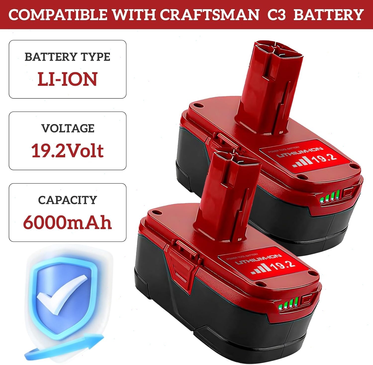 19.2V 3.0AH For Craftsman 19.2V Battery Lithium C3 DieHard XCP / Charger 11375
