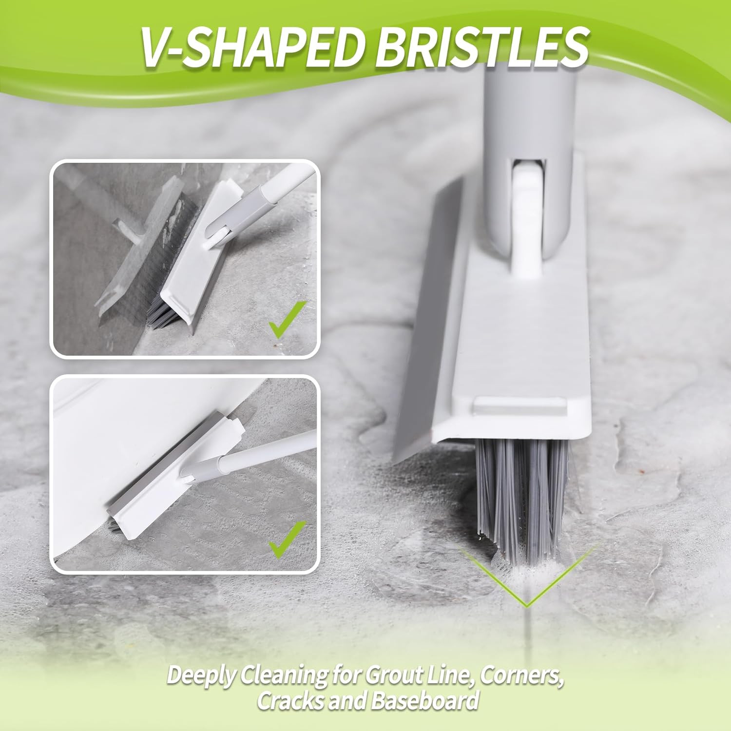 Grout Brush with Long Handle, Grout Cleaner for Tile Floors, Shower Tile Floor S