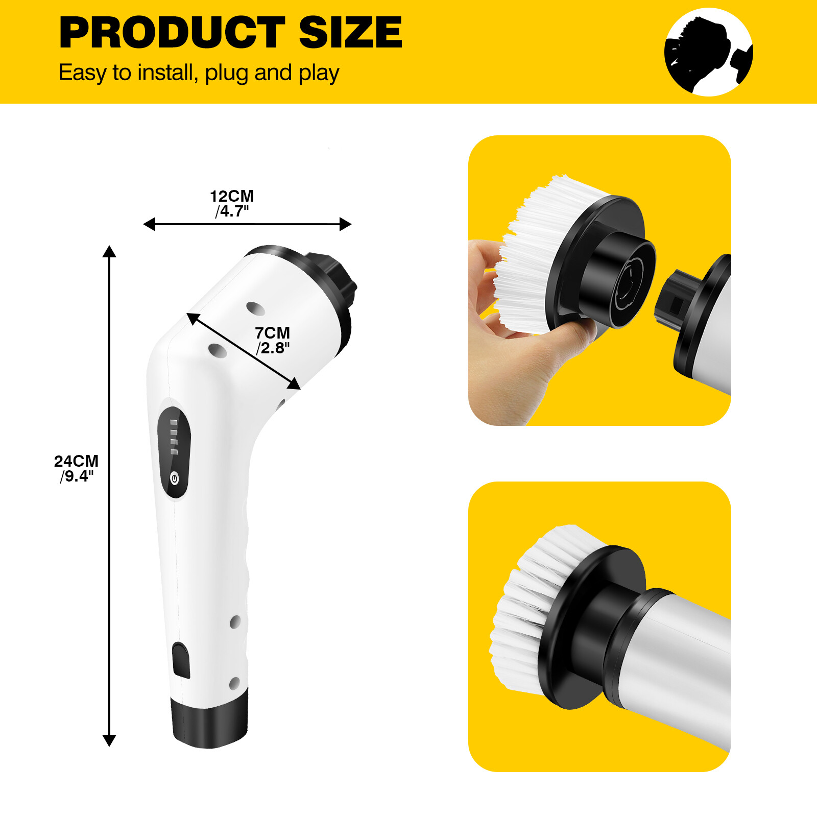 1500mAh Electric Spin Scrubber Cordless Bathtub Power Scrubber Cleaning Brush