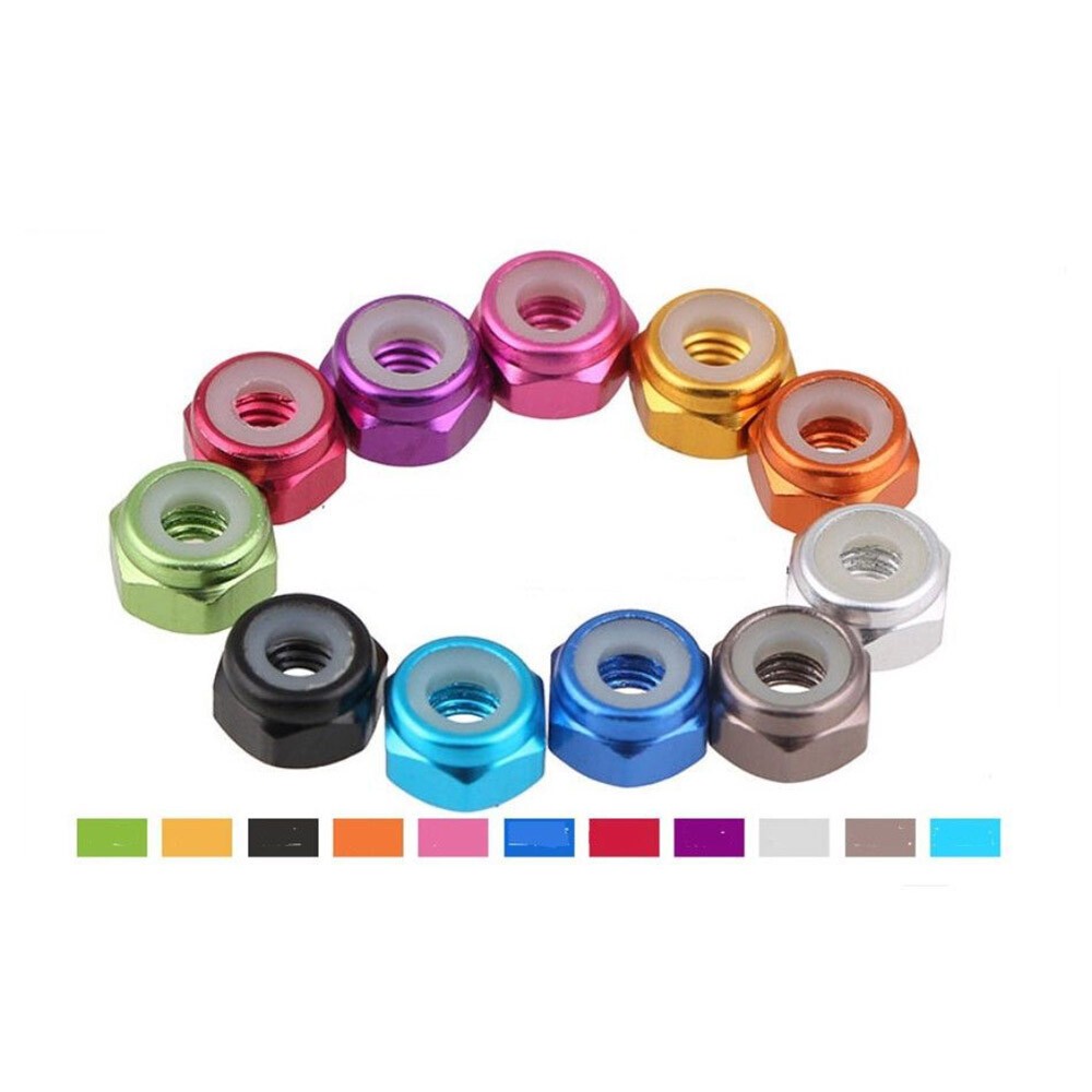 10~100x M2 M3 M4 M5 Nylon Insert Self-Lock Nuts Hex Lock Nut Aluminum CNC Nuts