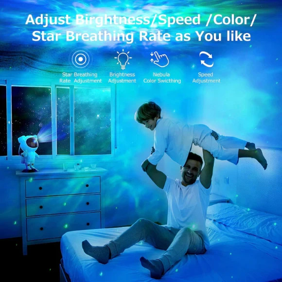 Astronaut Galaxy Star Projector Night Light LED Space Lamp 360° Remote Kids