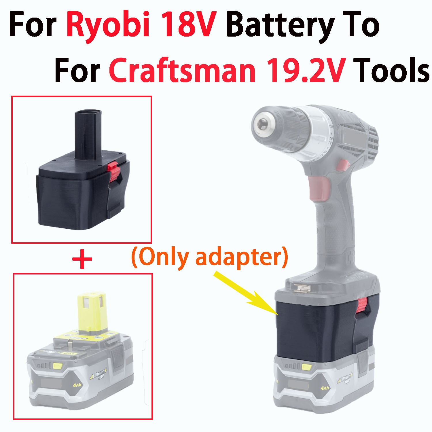 For Ryobi 18V Battery Adapter Converter to For Craftsman 19.2V Power Tools NEW