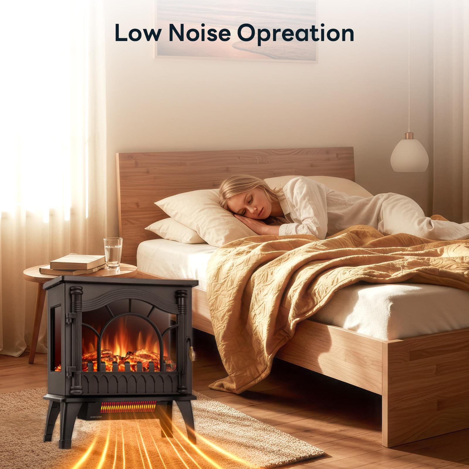 ZAFRO Freestanding Electric Fireplace Stove with Realistic Flame, 5100 BTU