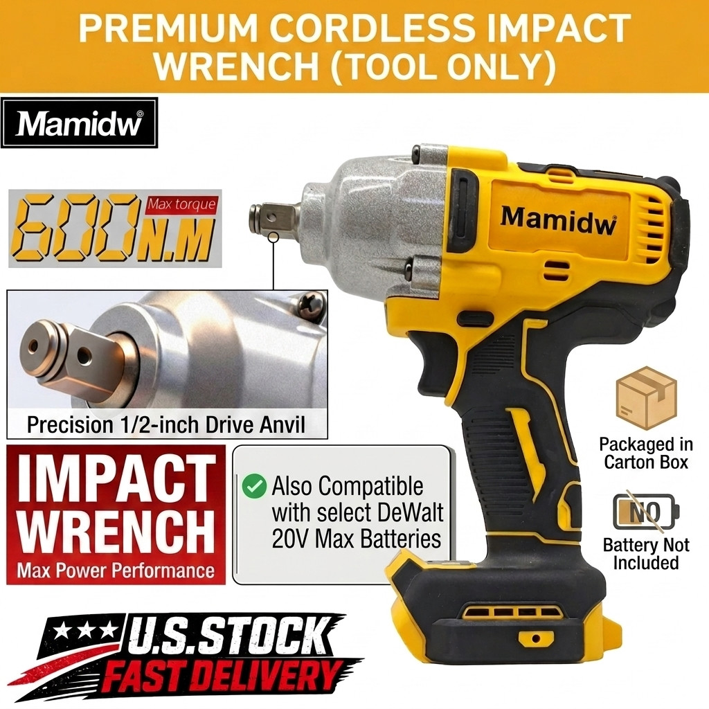 1/2″ Cordless Impact Wrench 800Nm Brushless High Torque For DeWalt 20V Max