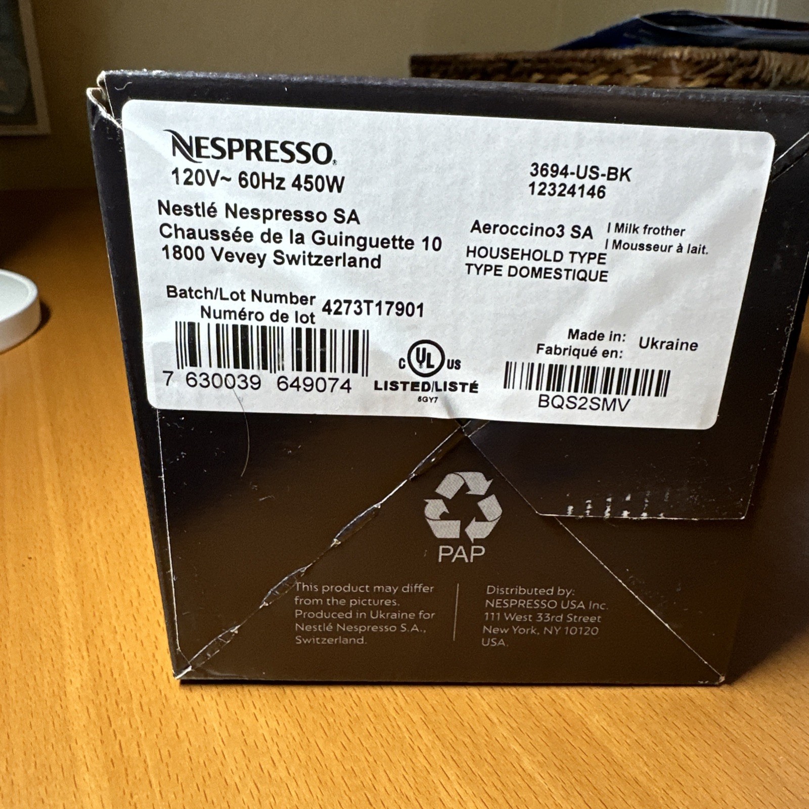 Nespresso Aeroccino 3 Milk Frother Electric Black Hot And Cold Milk Frother