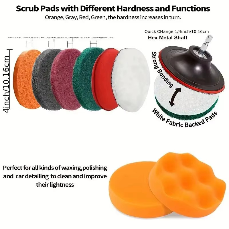 12PCS Drill Brush Attachment Kit Power Scrubber Cleaning Set Car Tile Grout Tub