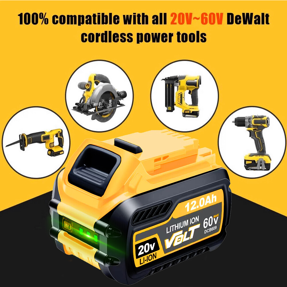 12.0Ah For DEWALT FLEXVOLT DCB609 20V/60V MAX Lithium-lon Battery DCB606 DCB612