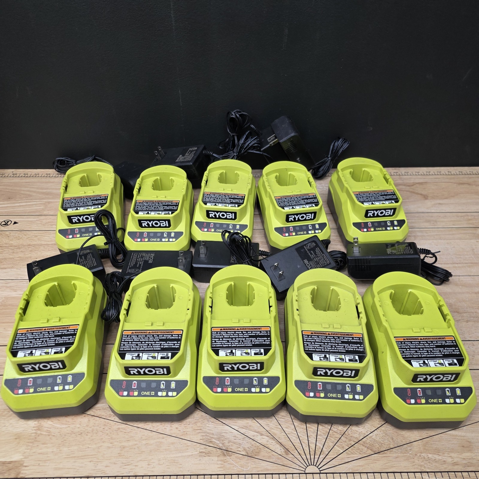Lot Of 10 Genuine Ryobi One + Lithium Ion Charger 18v PCG002