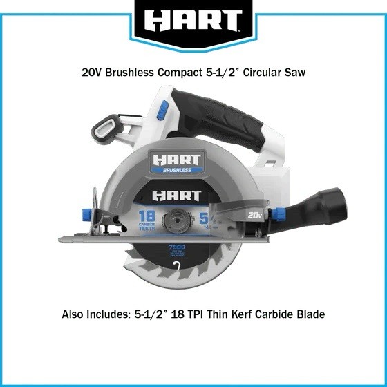 BRAND NEW HART Cordless Brushless Compact Circular Saw 5-1/2″ 20v Li-Ion TOOL
