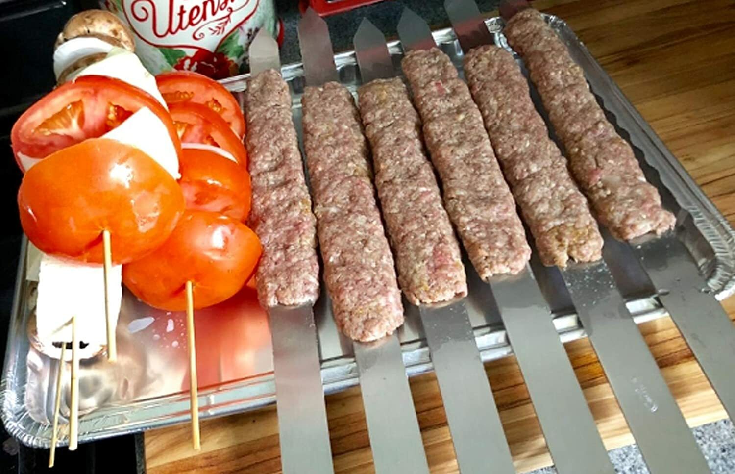 G & F – Large Stainless Steel Brazilian-Style BBQ Skewers with Hard Wood
