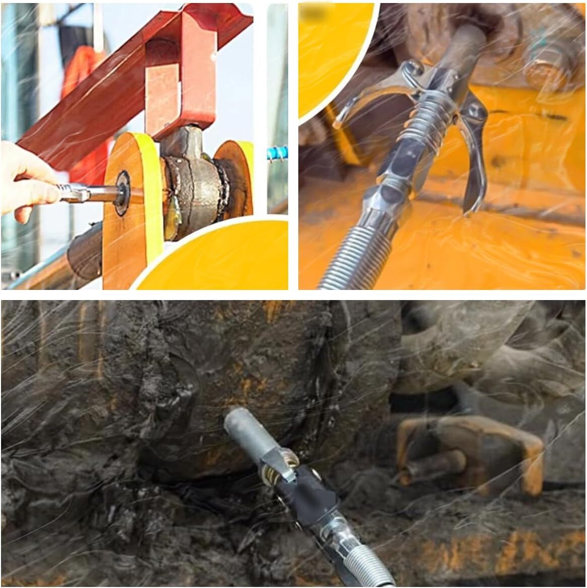 2x Grease Gun Coupler Double Handle High Pressure Quick Release Lock Oil Nozzles