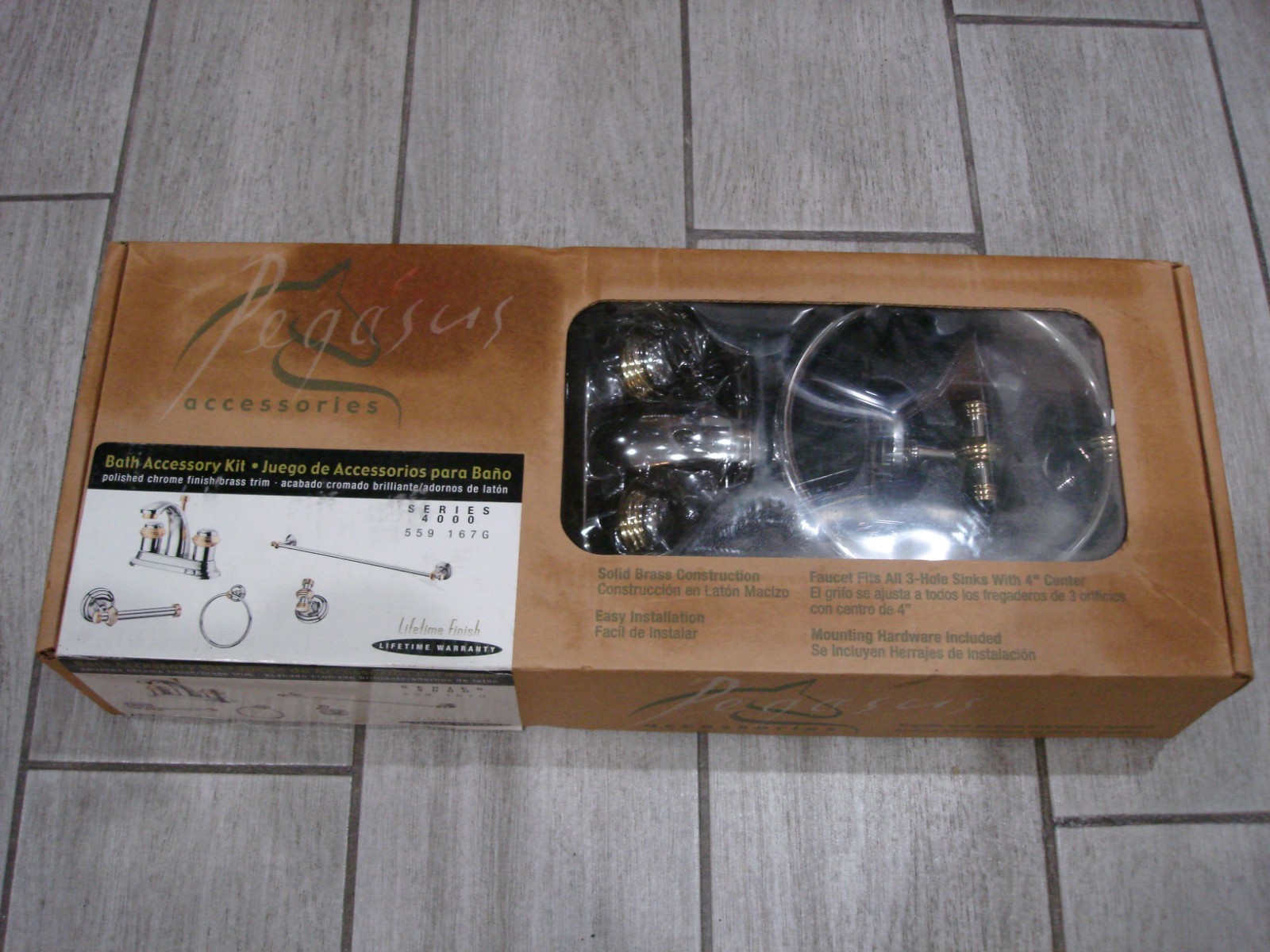 Pegasus 4000 Series Polished Chrome & Brass Bathroom Faucet & Acc. Kit 559 167G