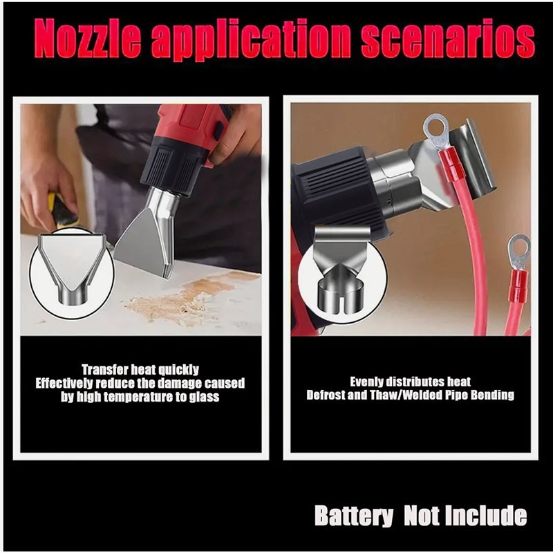Heat Gun Hot Air Gun For Milwaukee 18V Battery Power Heater Tools 360W+5Nozzles
