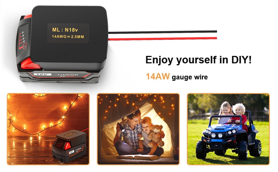 DIY Power Wheels Adapter Connect Compatible With Milwaukee M18 18V Battery Dock