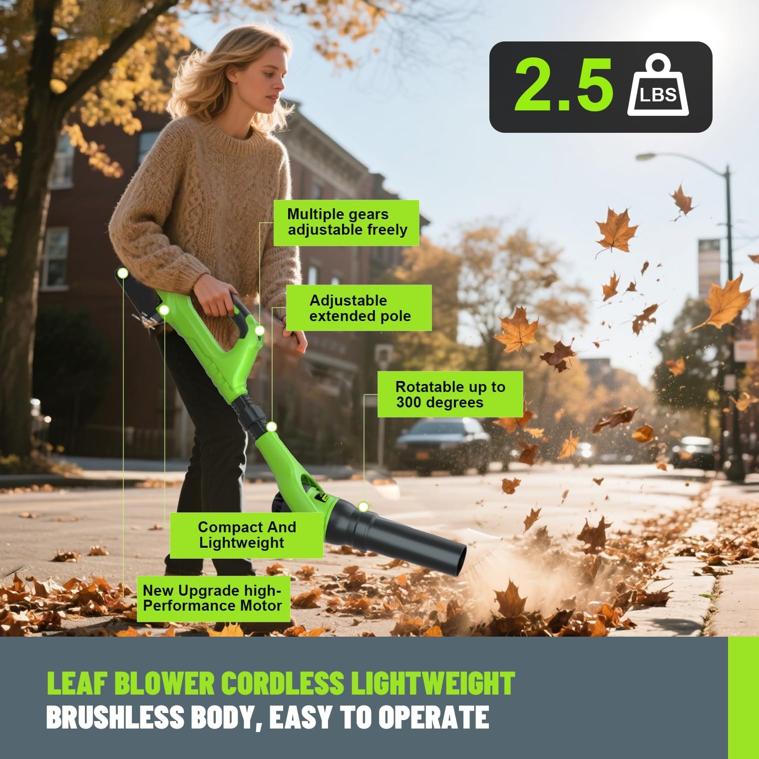 Leaf Blower Cordless,21V | 49″ Electric Leaf Blower with 2 x 3.0Ah Batteries …
