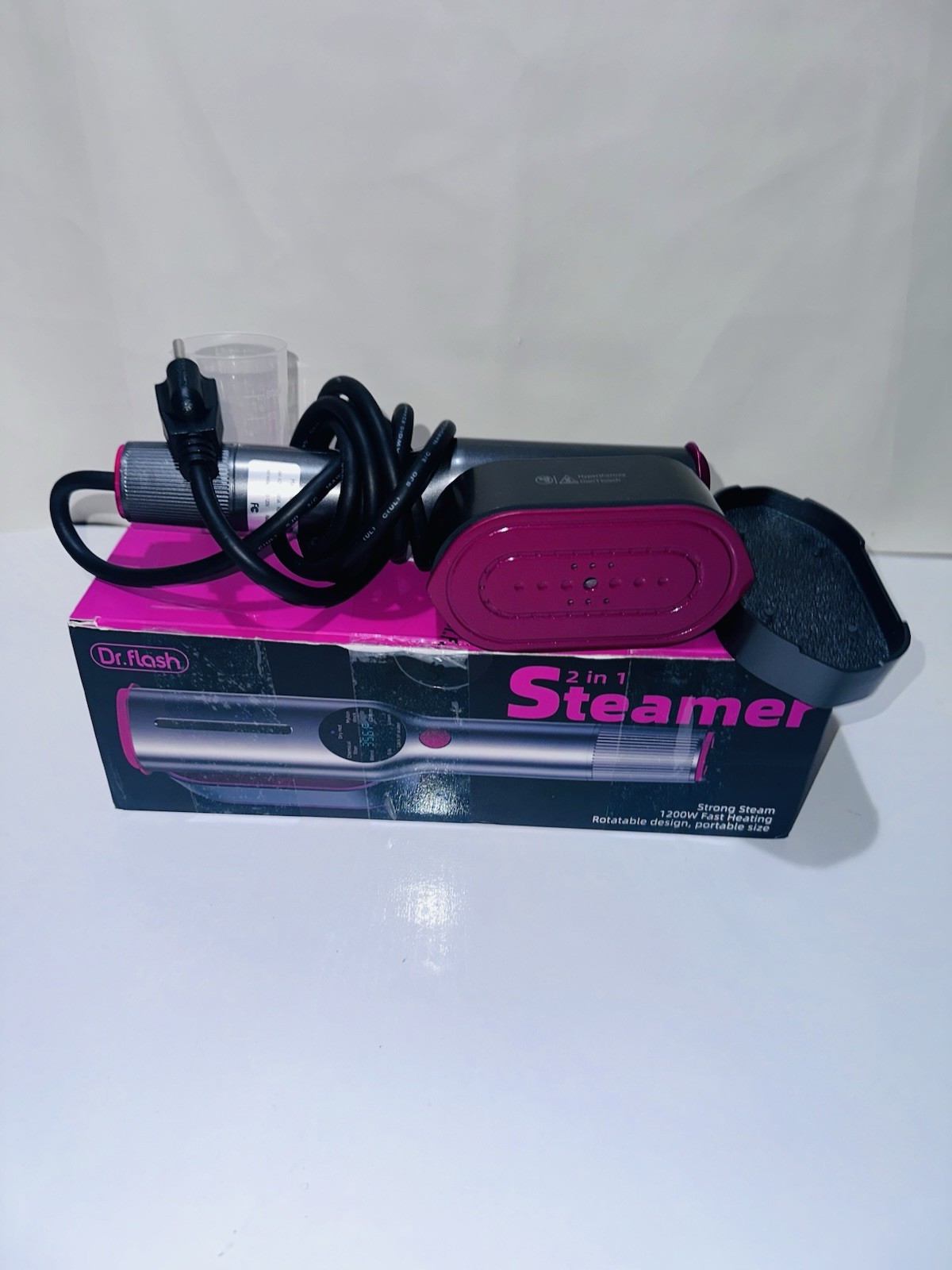 Dr Flash 2 in One Travel Garment Steamer.New Open Box.Strong Steam.Black LED