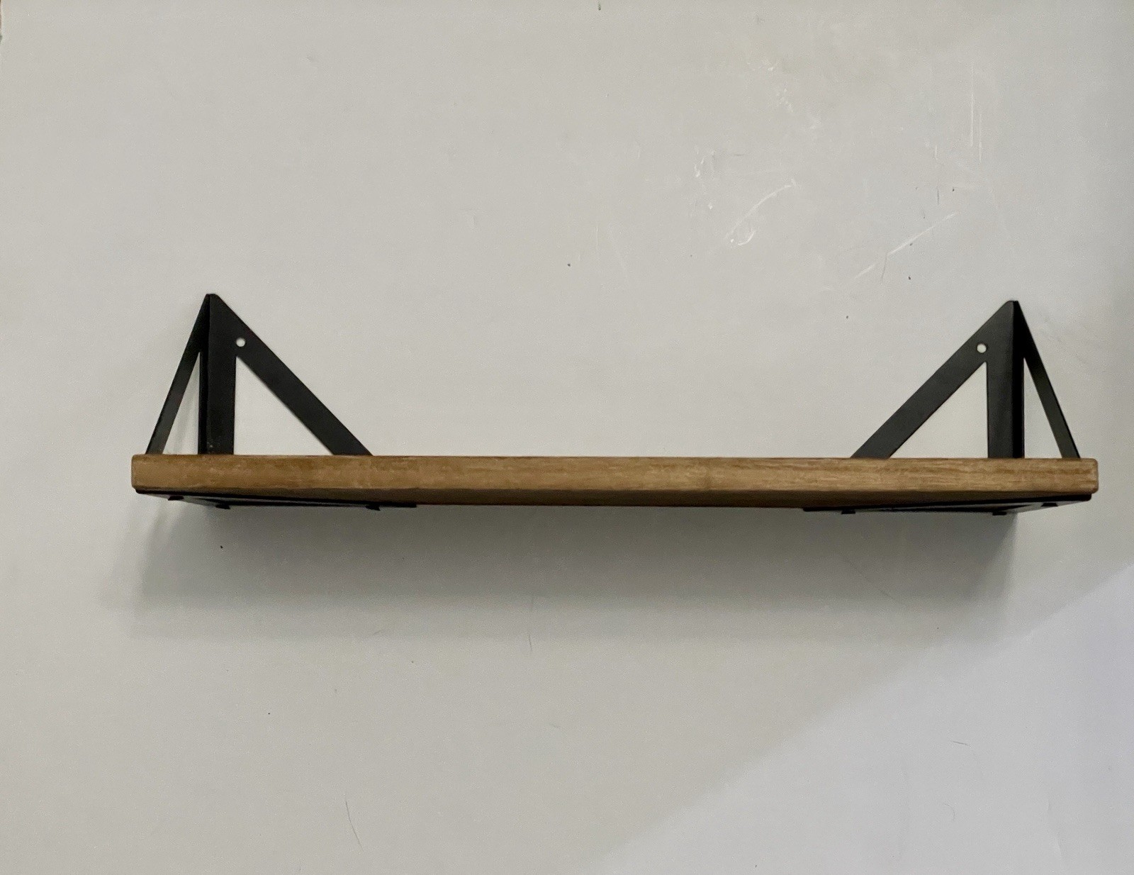 Set of 3 Rustic Floating Wall Shelves Wood Metal Farmhouse Wall Mounted Shelf