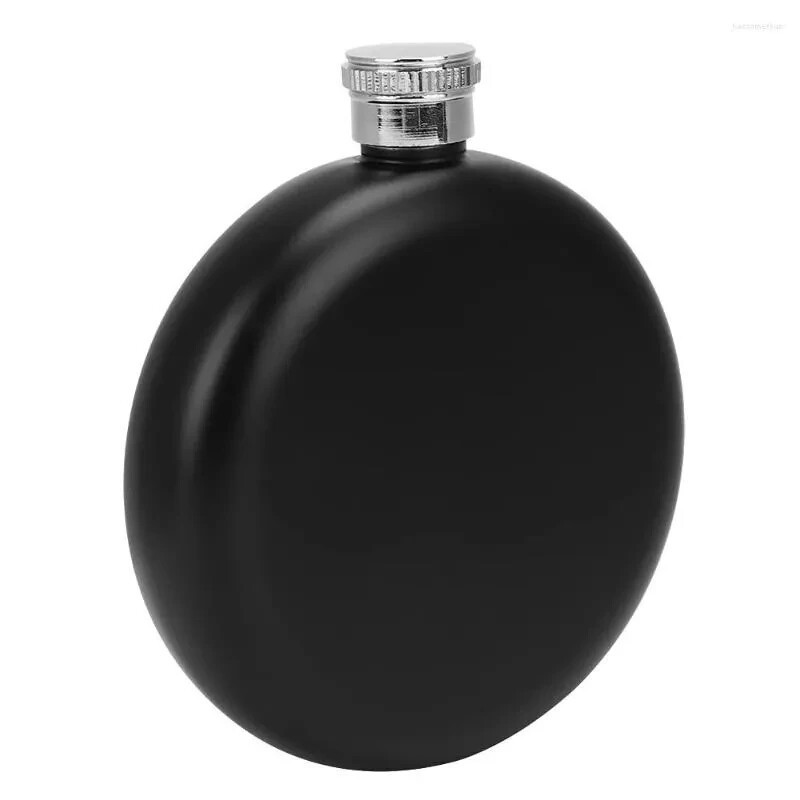 x2 5oz Round Matte Black Flask Stainless Steel –2 Pack–
