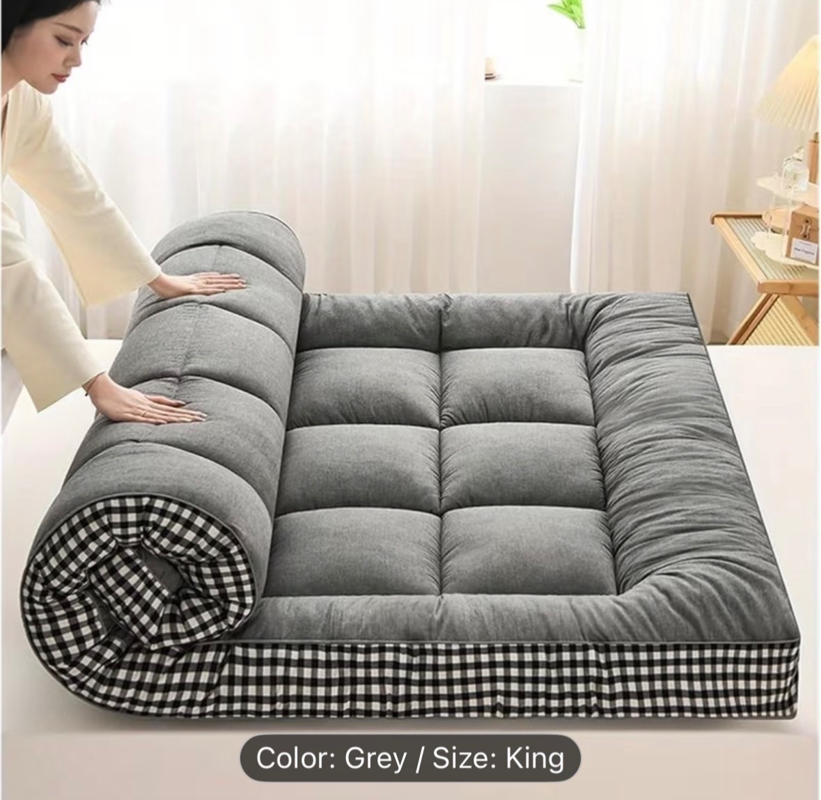 Portable Rollable Tatami Futon Mattress, Ideal for Floor Sleeping, Guest Beds