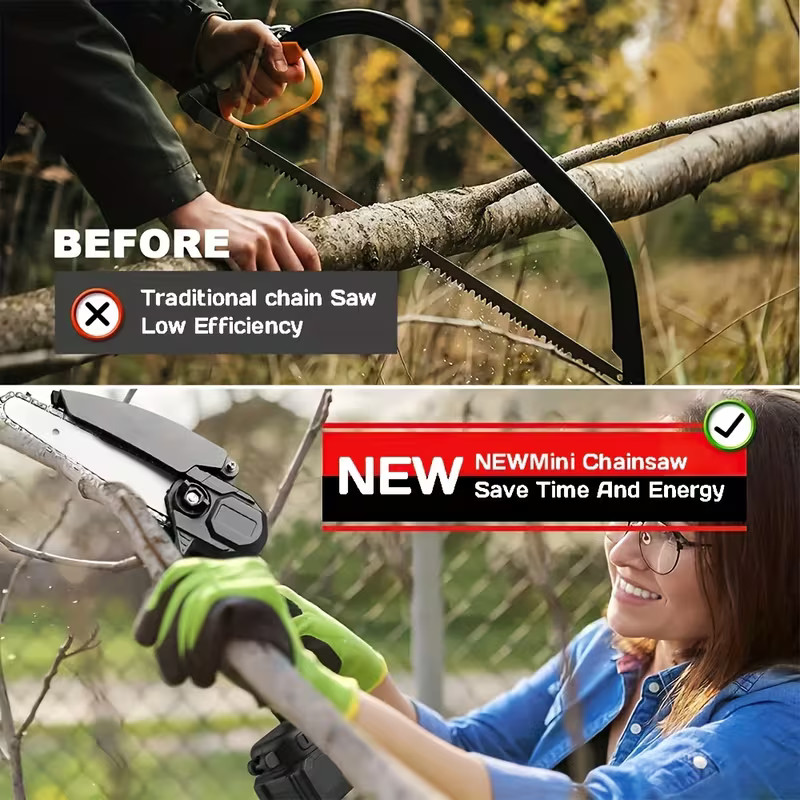 6 inch Electric Mini Chainsaw Cordless Saw Handheld Optional Sets