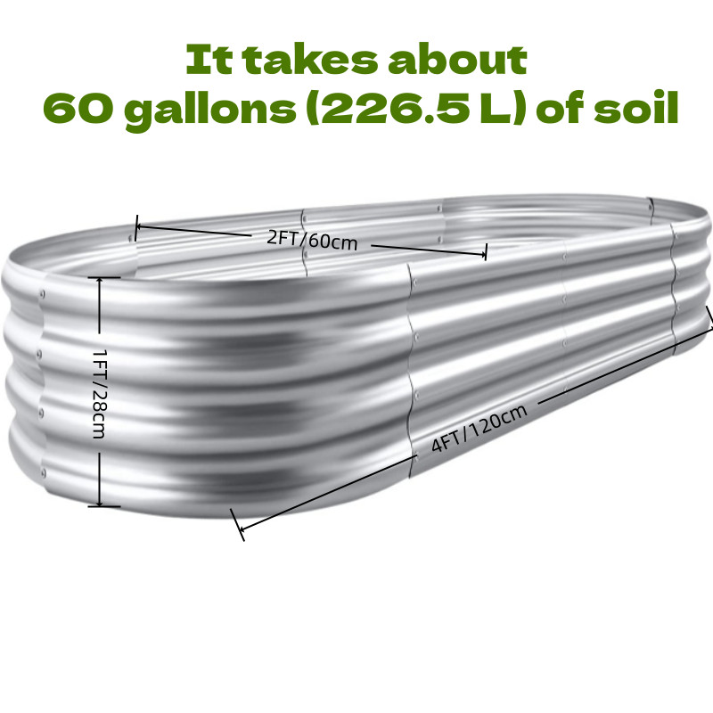 1/2/4 Pack Galvanized Raised Garden Bed Kit Oval Metal Planter Boxes Outdoor