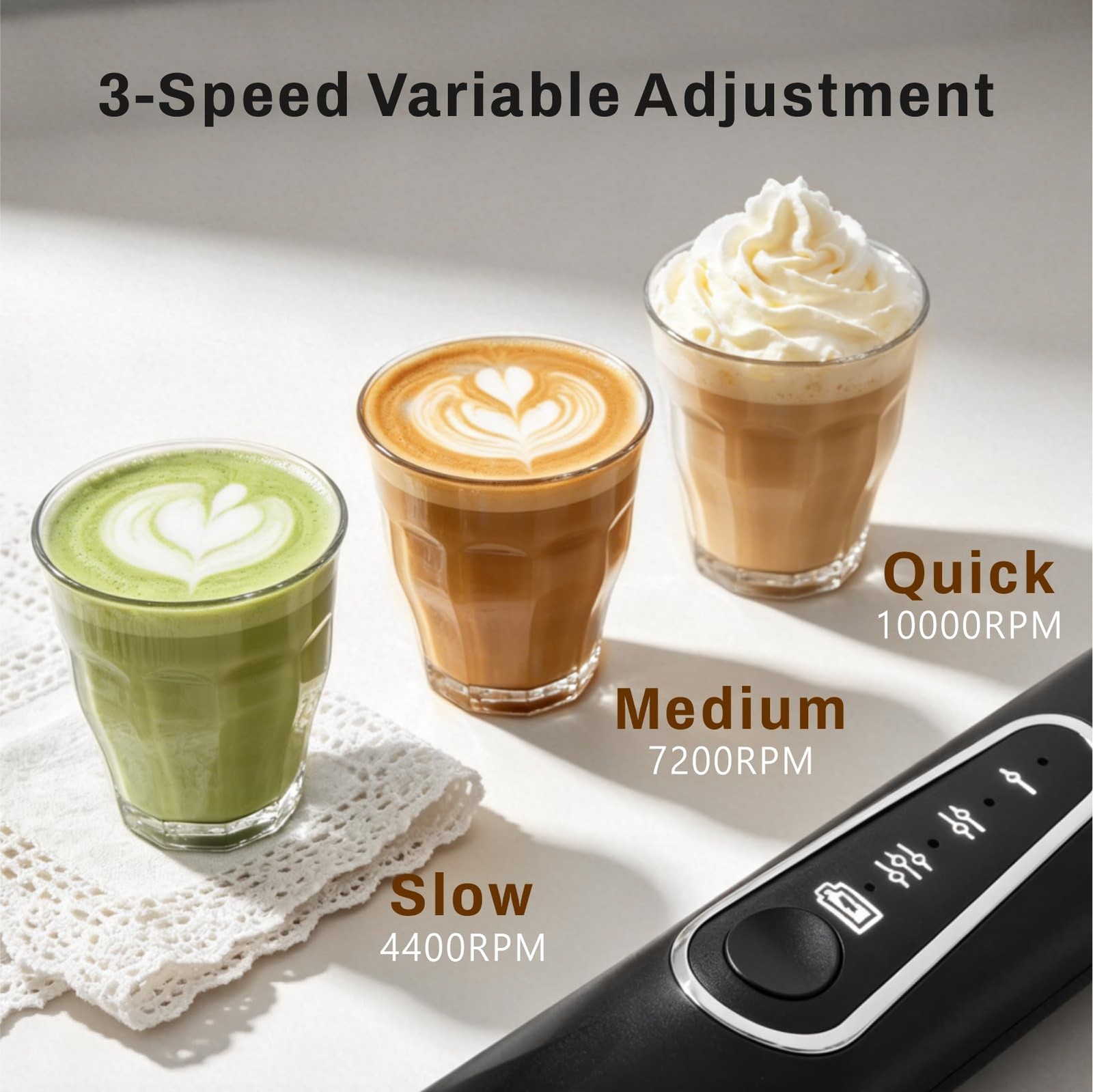 Rechargeable Milk Frother, Coffee Frother Handheld Wande, 30dB Quiet Electric…