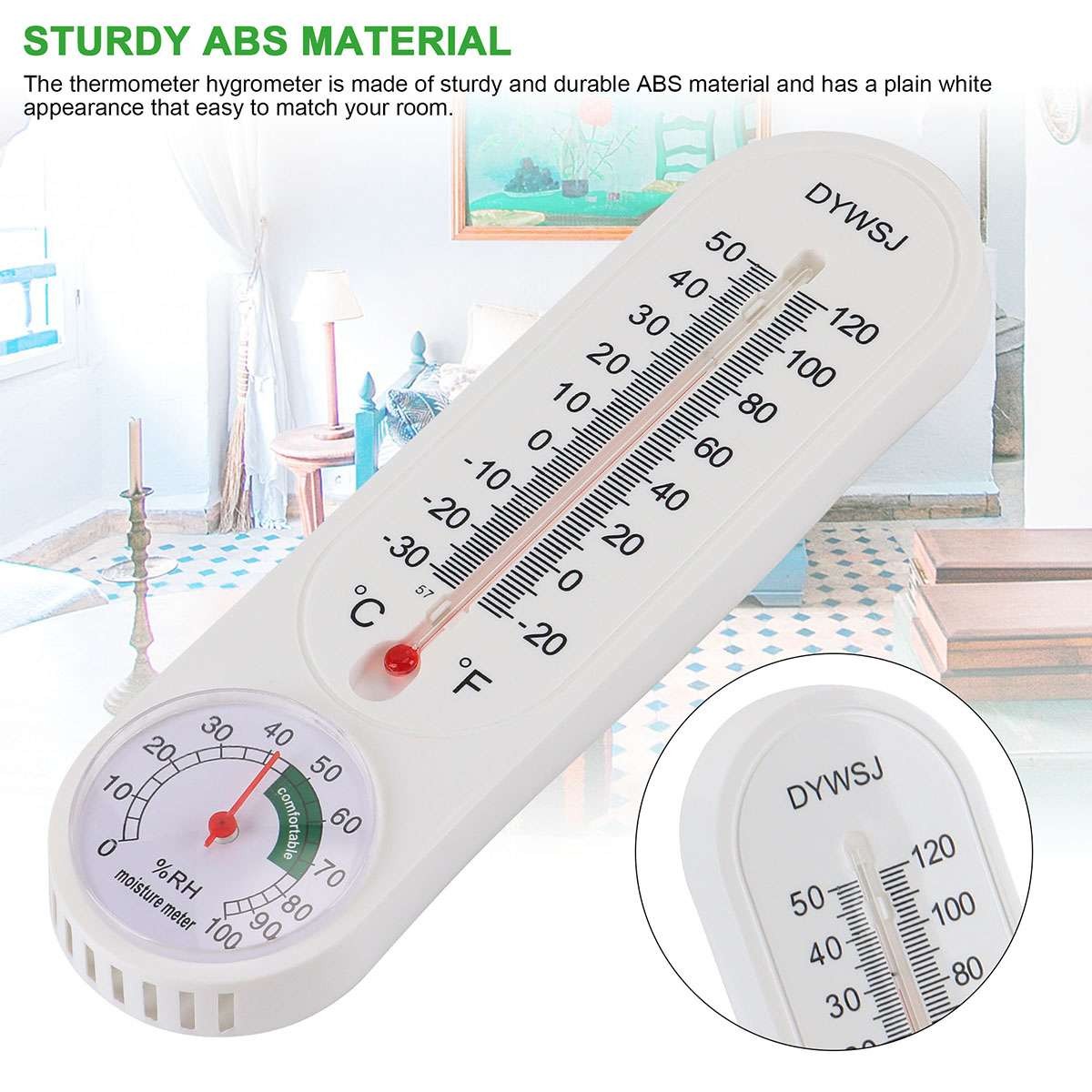 Wall Thermometer Mount Garden Greenhouse Home Humidity Meter Tool Indoor Outdoor