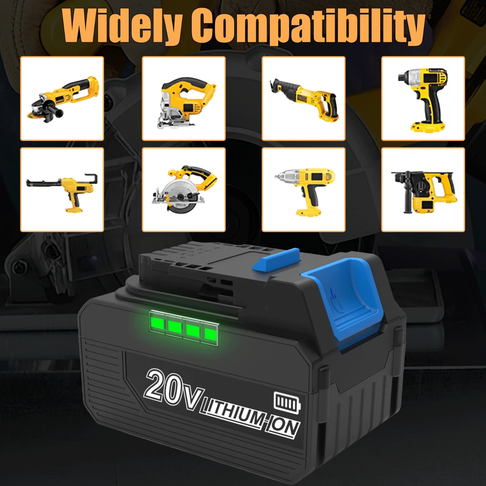 2PC 20V 6.5Ah Battery for Dewalt 20Volt Max Lithium Battery DCB206-2 DCB205-2