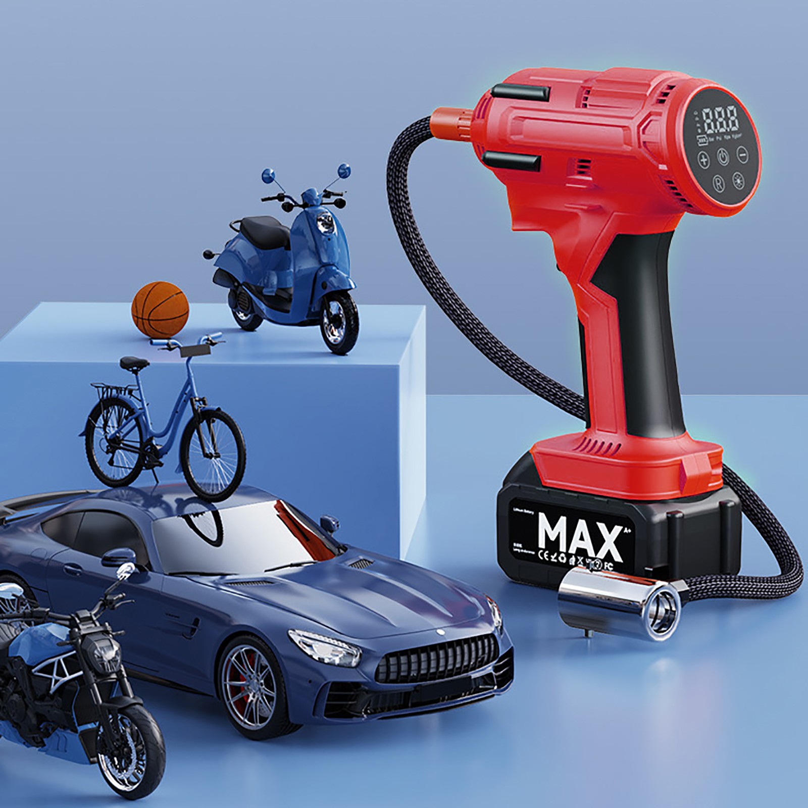 21V 150PSI Cordless Rechargeable Battery Air Compressor Pump Car Tire Inflator