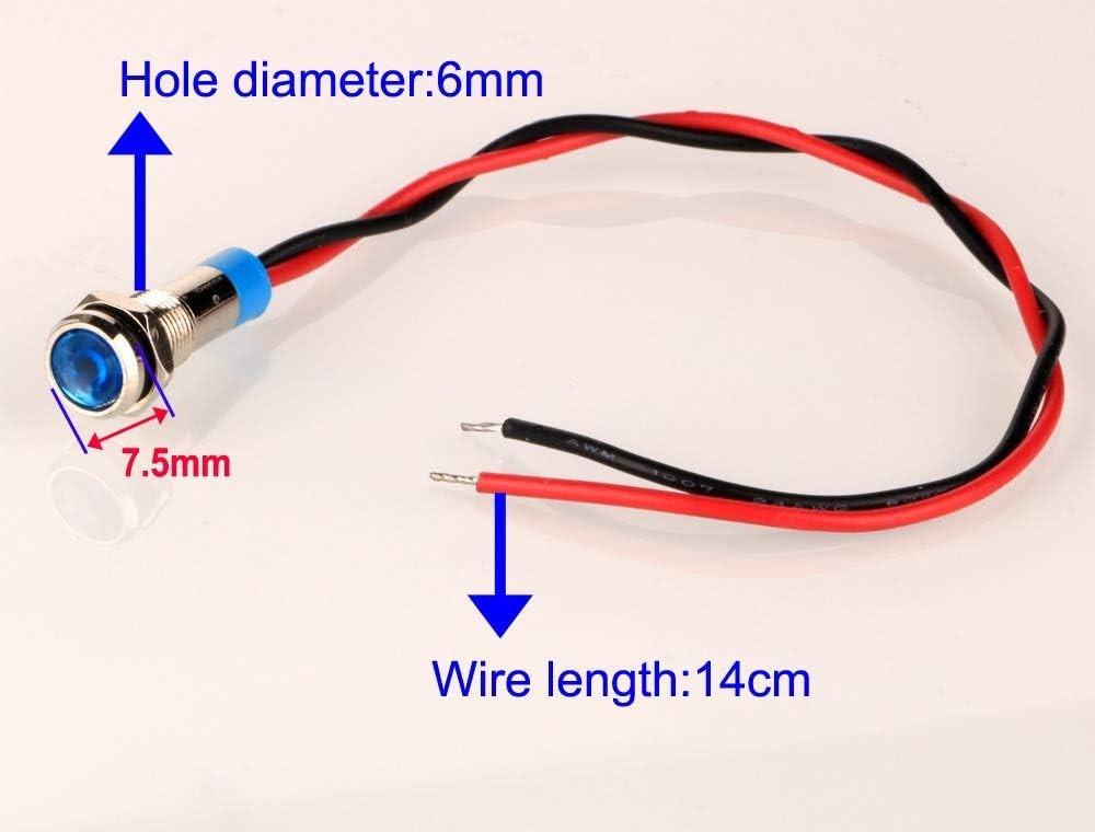 Led Metal Indicator Light 6MM Small 12V Waterproof Signal Lamp 24 Volt Dash Ligh