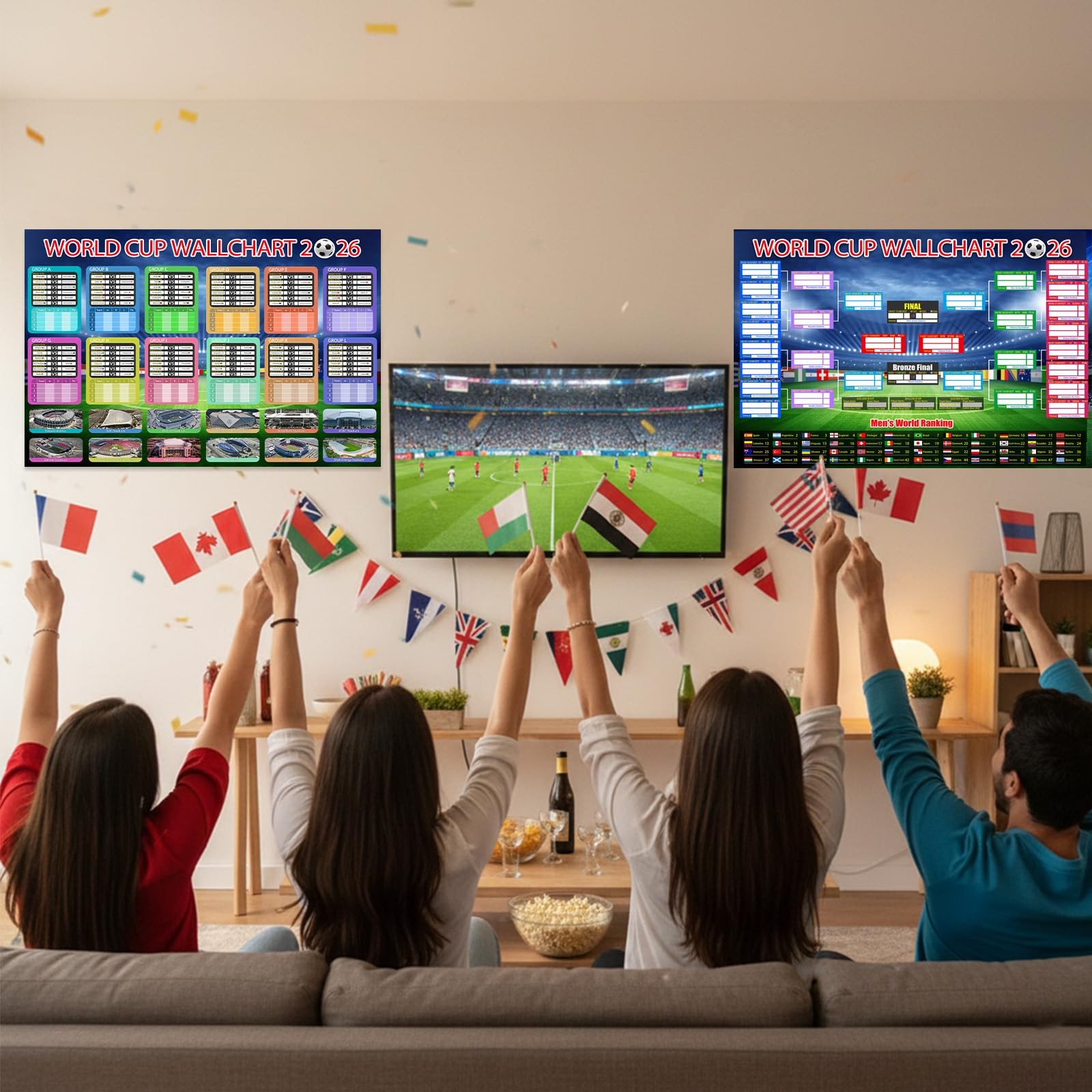 World Cup Poster 2026 Schedule Wall Chart Soccer Decor